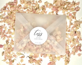 Bolsas y pegatinas para lanzar pétalos de boda - Confeti de flores - Confeti de boda - Sobres de vitela - Lanzamiento de flores - Salida de boda - Pegatinas impresas