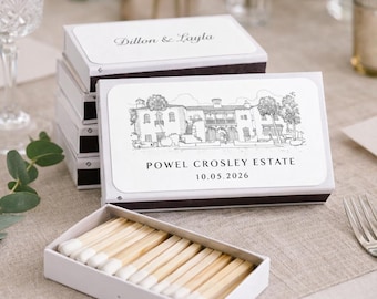 Cajas de cerillas para boda al por mayor - Cajas de cerillas personalizadas al por mayor - Etiquetas para cajas de cerillas - Etiquetas personalizadas para cajas de cerillas al por mayor - Recuerdos de boda personalizados