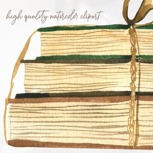 Watercolor Vintage Clipart Collection Hand Painted Books Clocks