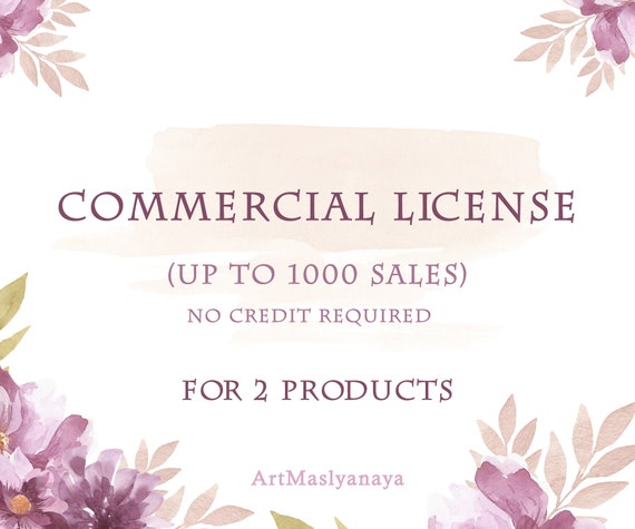 NO Credit required 5 products The Commercial License for small business Digital Download Printable Watercolor Clipart