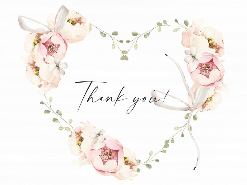 Watercolor Floral Heart Wreath Clipart. Valentine Flowers Composition ...