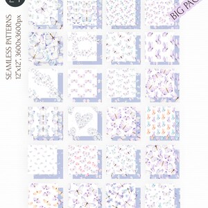 Watercolor Butterflies Seamless Patterns, Digital Paper Png, Jpg ...