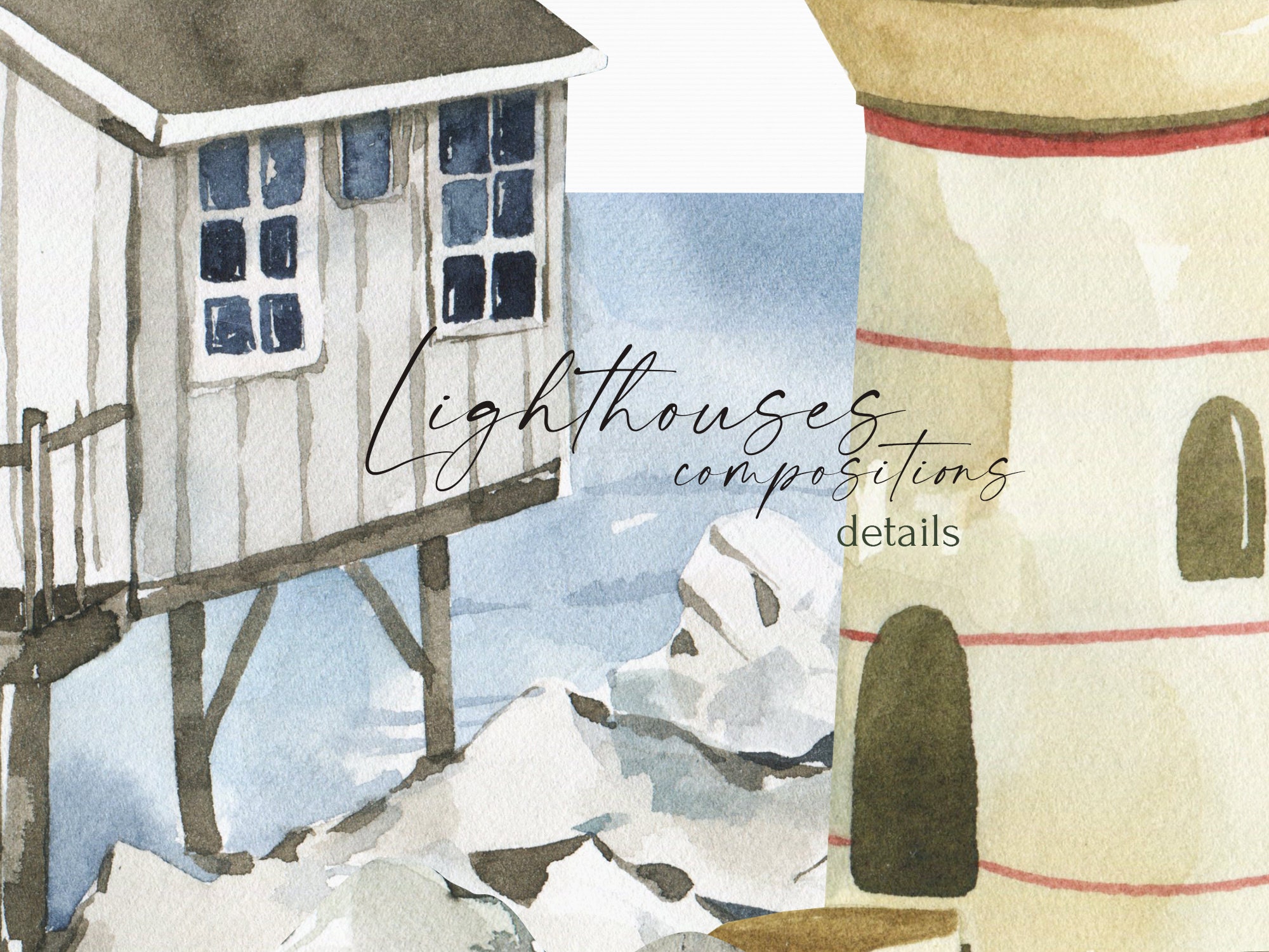 Watercolor Lighthouses Clipart for Instant Download. - Etsy