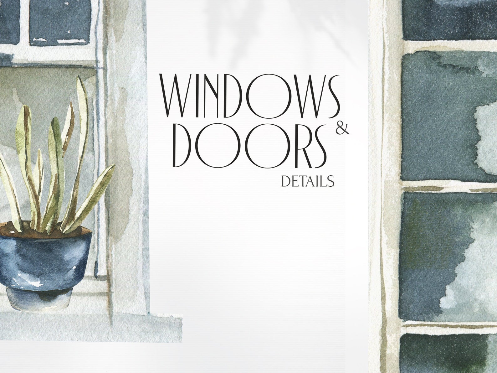 Watercolor Windows and Doors Clipart for Instant Download. Etsy