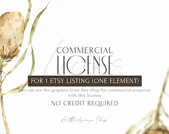 The Commercial License of any Clipart (ONE ELEMENT) for business - Digital Download Watercolor Clipart - Design for you - Up to 1000 sales