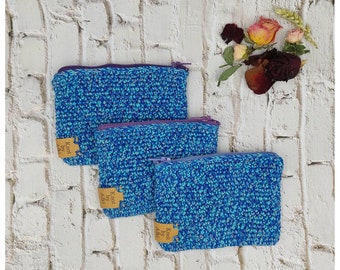 Monedero multicolor de crochet 100% algodón / Linda mini billetera pequeña hecha a mano / Monedero colorido con cremallera y forro divertido sorpresa