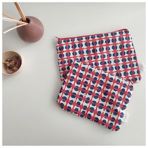 Monedero de lona de lunares rojos / Linda mini billetera pequeña hecha a mano / Monedero de cremallera colorido con forro de algodón divertido