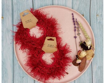 The Sparkle Scrunchie | Handmade crochet glitter scrunchie | Women's Hair Scrunchie | Handmade Gift for Girls