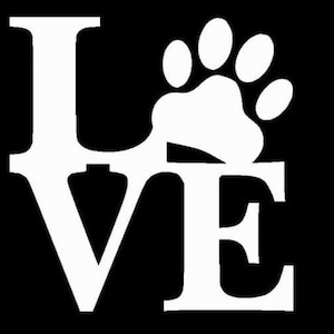 Love Paw Vinyl White Decal 5x5 sticker for Car, laptop, for cat or dog lover