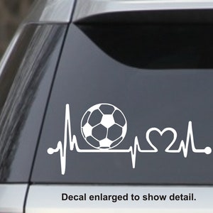 Soccer Heartbeat Vinyl DIE CUT decal for your car, truck, window, laptop, MacBook  SIZE: 7&quot;