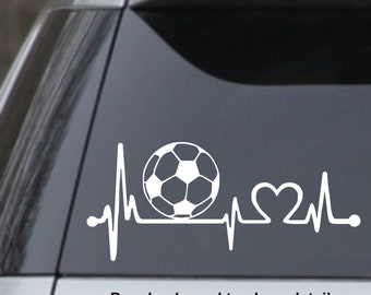 Soccer Heartbeat Vinyl DIE CUT decal for your car, truck, window, laptop, MacBook  SIZE: 7"