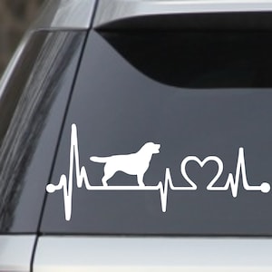 Labrador Retriever Heartbeat Lifeline 7” White Dog laptop window car Decal Sticker