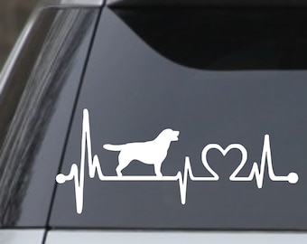 Labrador Retriever Heartbeat Lifeline 7” White Dog laptop window car Decal Sticker