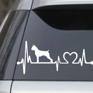 Boxer Heartbeat Lifeline 7” White Dog laptop window car Decal Sticker