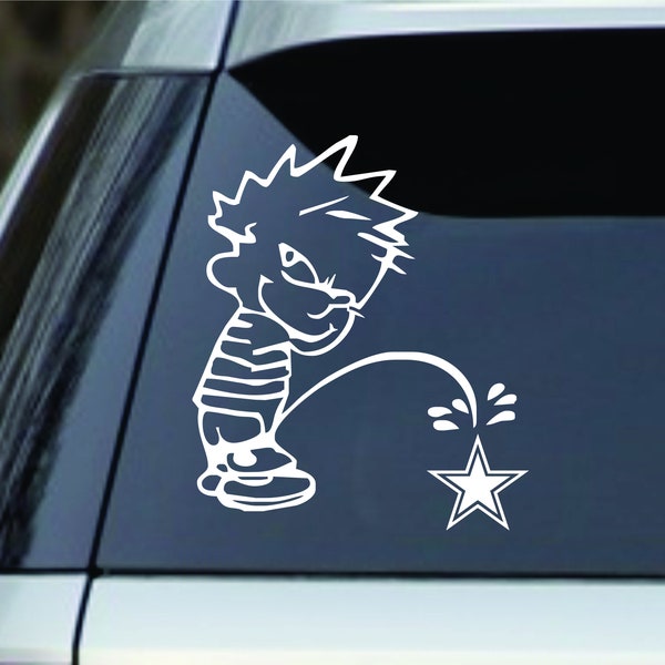 6" Calvin Peeing Pissing On The Cowboys Window Sticker Decal –  Cars, Trucks, laptops, lockers etc