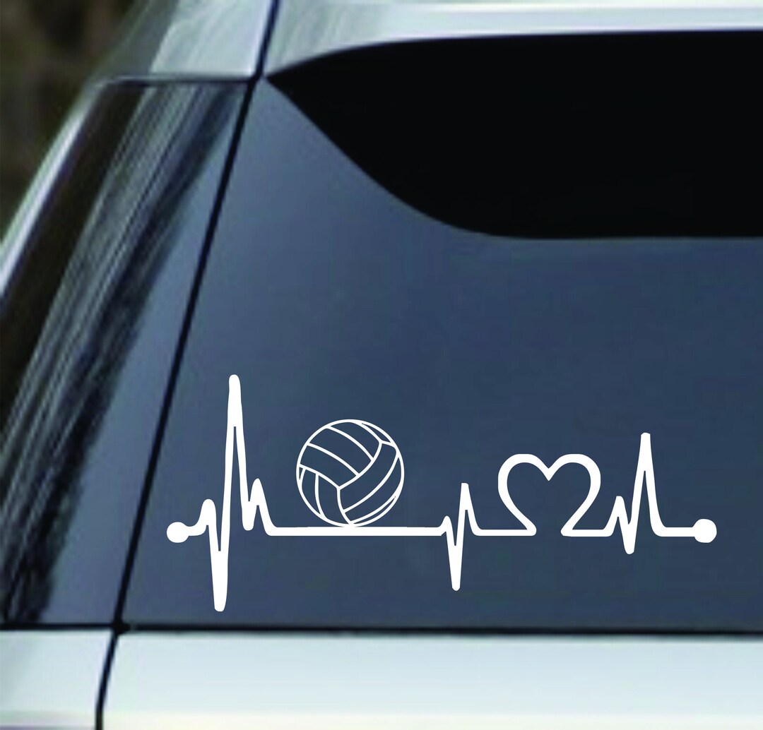 Volleyball White 7 Heartbeat Lifeline Decal Sticker Car Etsy