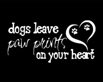 Dogs Leave Paw prints on heart Vinyl Sticker Decal JDM  for car, truck, laptop 6.5"