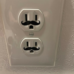 Black Small Mini Mustache qty 30—1" Vinyl Decal Wall Electric Outlet Funny Sticker Stache