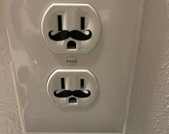 Black Small Mini Mustache qty 30—1" Vinyl Decal Wall Electric Outlet Funny Sticker Stache