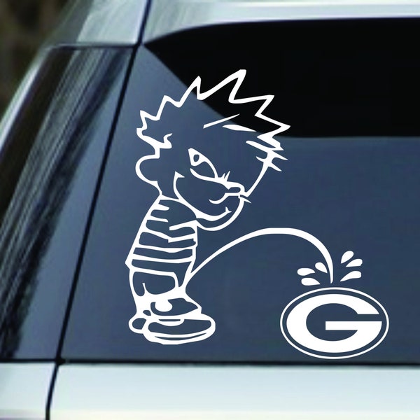 6" Calvin Peeing Pissing On The Vikings Window Sticker Decal –  Cars, Trucks, laptops, lockers etc