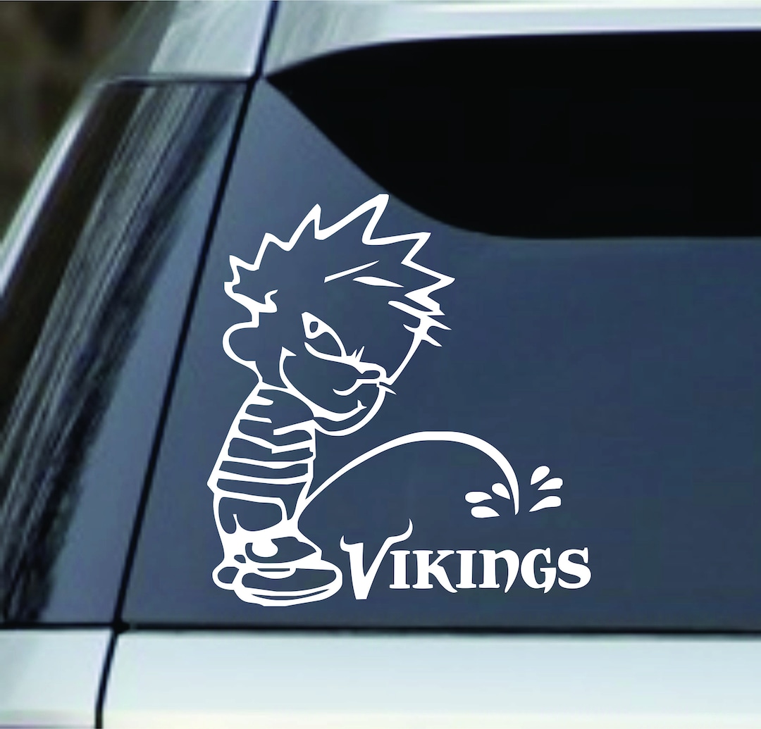 6 Calvin Peeing Pissing on the Vikings Window Sticker Decal Cars