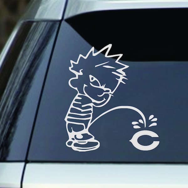 6" Calvin Peeing Pissing On The Bears Window Sticker Decal –  Cars, Trucks, laptops, lockers etc