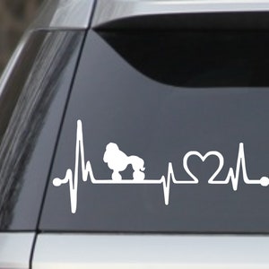 Poodle Heartbeat Lifeline 7” White Dog laptop window car Decal Sticker