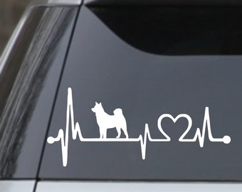 Akita Heartbeat Lifeline 7.5” White Dog laptop window car Decal Sticker