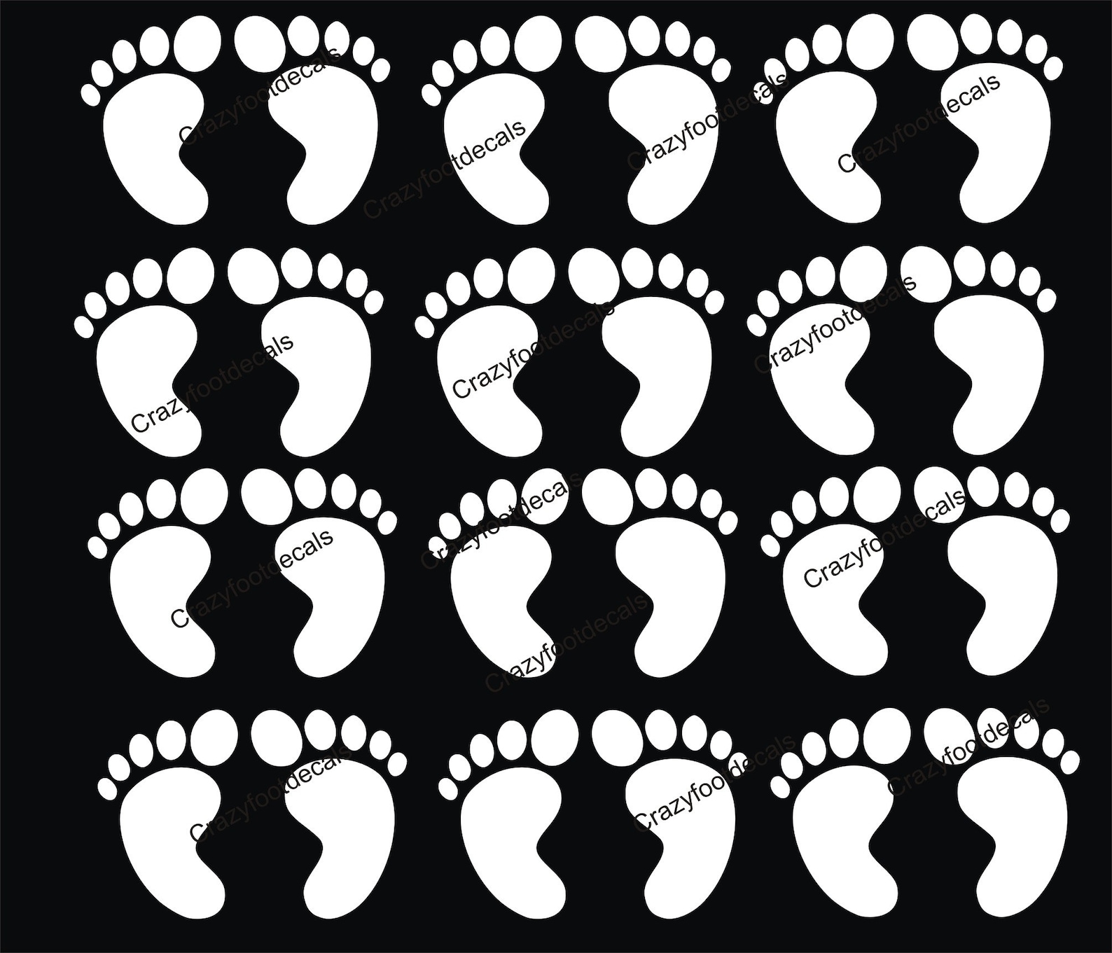 Set of 12 WHITE Vinyl Baby Feet Decal Stickers 2 Wide Etsy