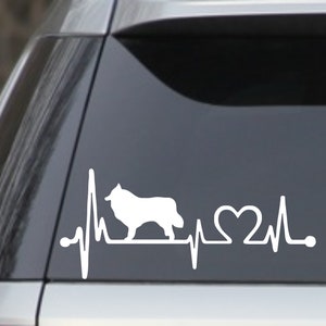 Collie Heartbeat Lifeline 7” White Dog laptop window car Decal Sticker