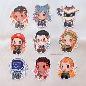 Valorant Chibi Vinyl Stickers Agents Sage Jett Omen Viper Reyna Sova ...