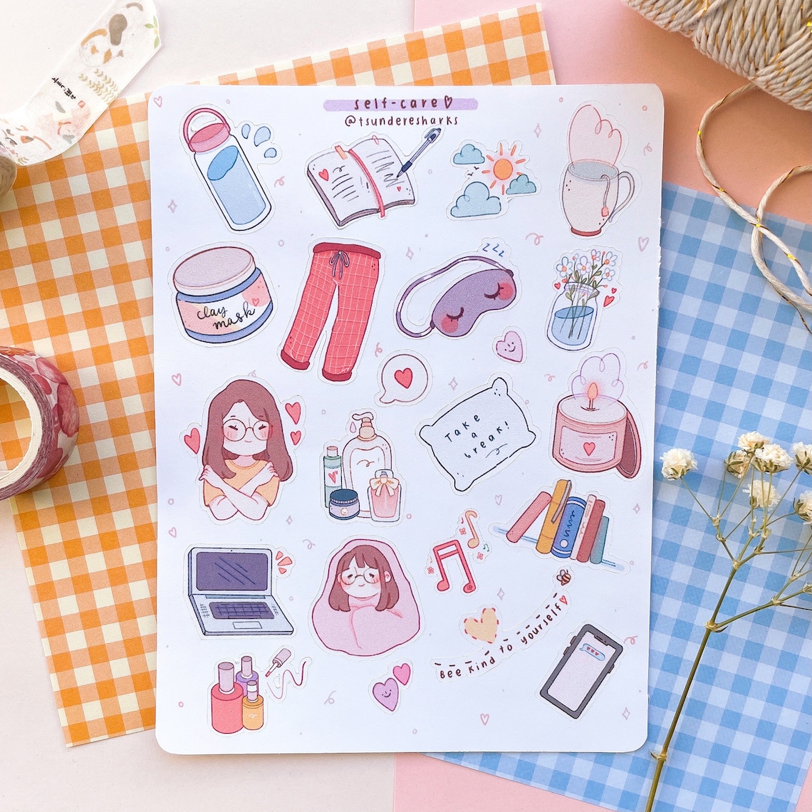self love cute pastel sticker sheet print bujo bullet etsy