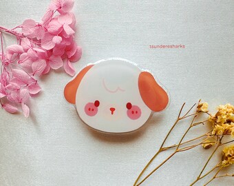 Brown Ear Puppy Phone Grip Holder | Acrylic Cute Kawaii Pretty Accessories GripTok Pets Dog Shih Tzu Poodle Animal Tablet Charm Mount Stand