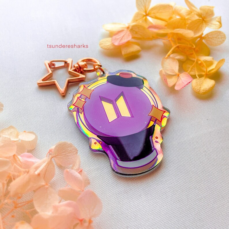 BTS Lightstick Acrylic Holographic Keychains Charms Kpop Etsy