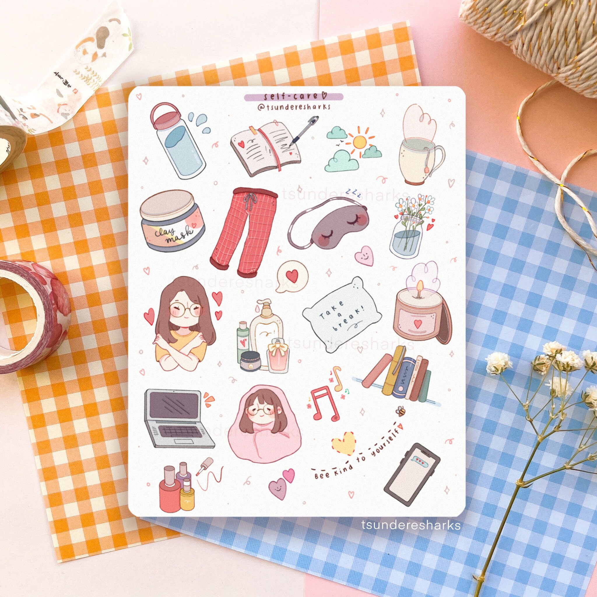self love cute pastel sticker sheet print bujo bullet etsy