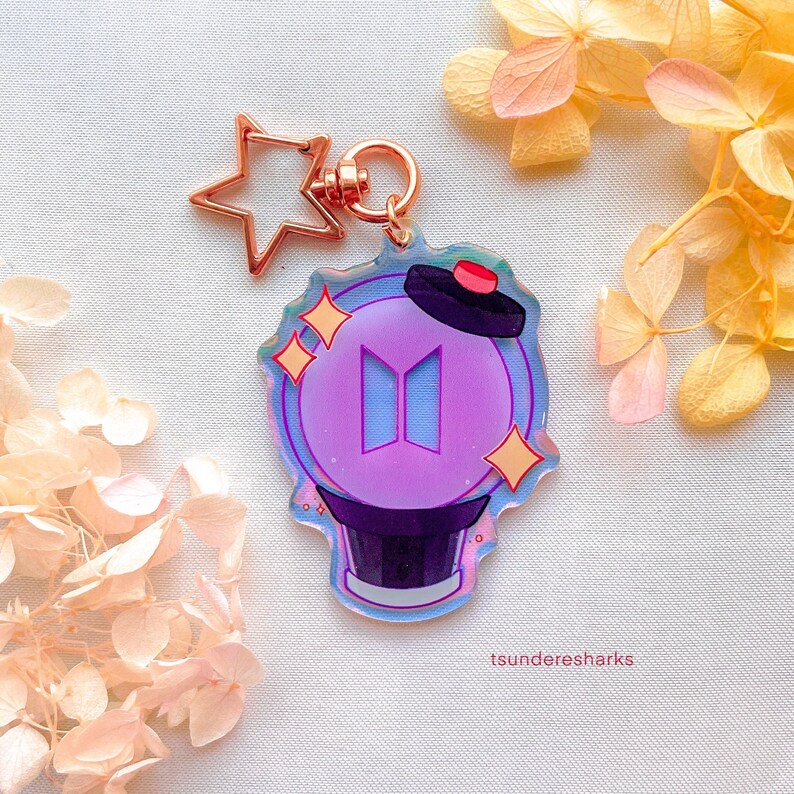 BTS Lightstick Acrylic Holographic Keychains Charms Kpop Etsy