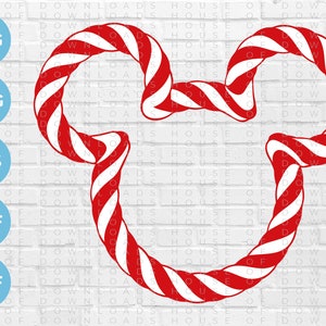 Mouse Candy Cane  // Holidays // Christmas // Digital File Download // svg png eps pdf dxf // vector // cut file // Layered and Flat SVG