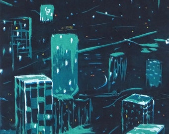 City in Blue - Original Screenprint