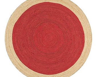 SHAPJW Eleonora Hand Woven Jute Rug, 6' Round, Red