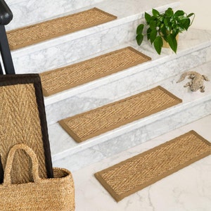 Stylish and Durable Jute Carpet Stair Set: 9" x 29" Stair Runners in a Set of 4