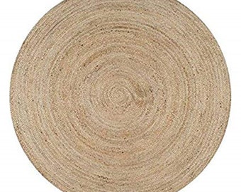 Eco Natural Fiber Braided Reversible Jute Rug  Round Jute Area Rug, 10 X 10 Feet