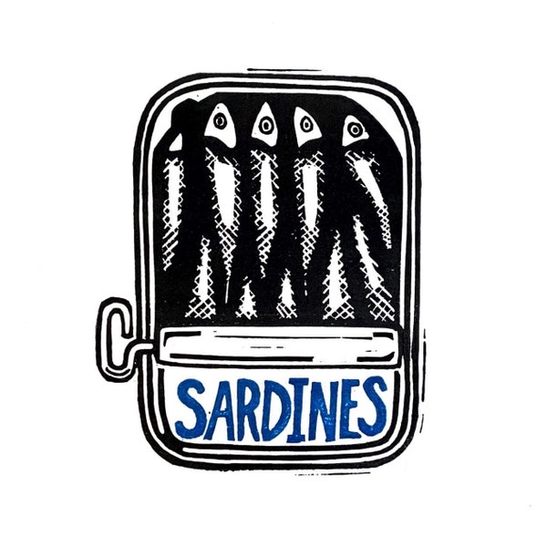 Sardines Lino Print
