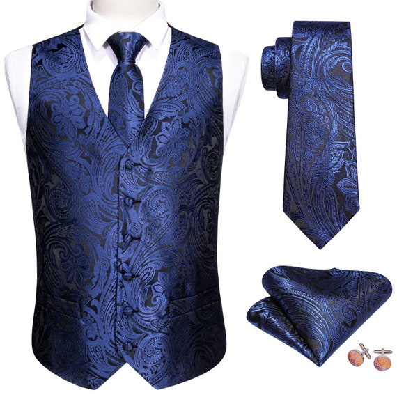 Fabel Hoe dan ook Nieuwheid Barry Wang® Royal Blue Paisley Heren Vest Zijden Vest Pak - Etsy België