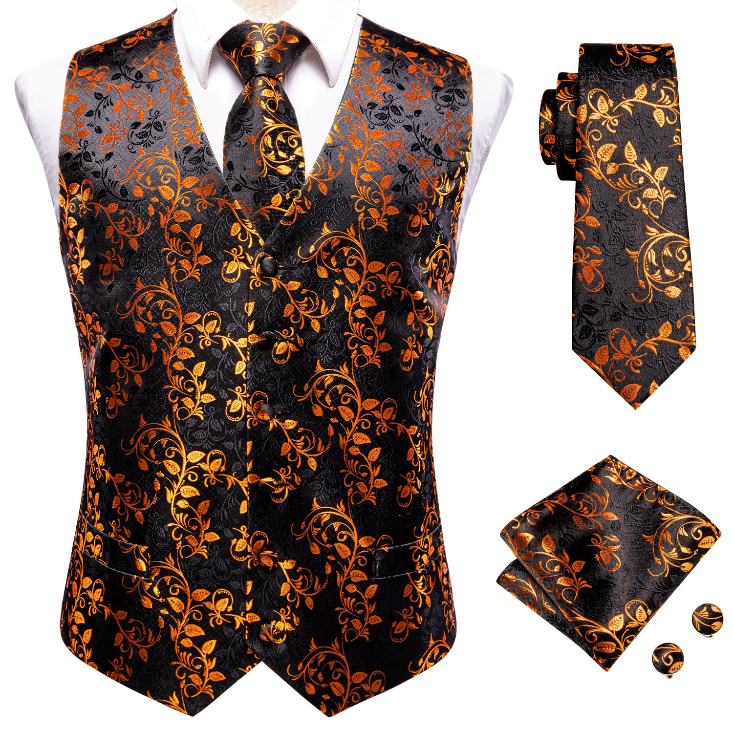 J10514 gold Vest  Tie set