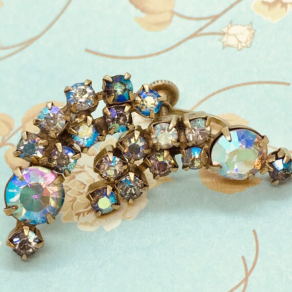 Coro Aurora Borealis Crystal Ear Climbers | Vintag
