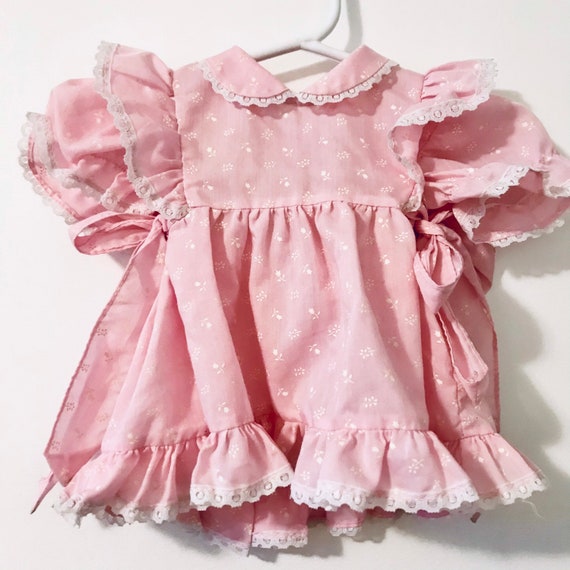Pink Ruffled Infant Girl Dress | 1980’s Vintage