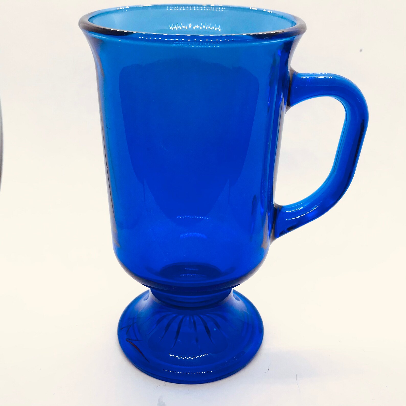 Anchor Hocking Cobalt Blue Irish Coffee Mugs Vintage Pressed Etsy