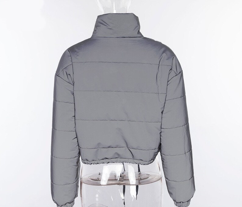 Reflective Puffer Jacket women/'s festival clothing rave top women/'s top Festival top