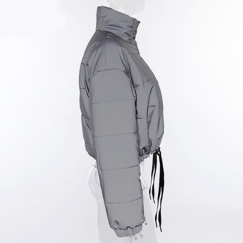 Reflective Puffer Jacket women/'s festival clothing rave top women/'s top Festival top