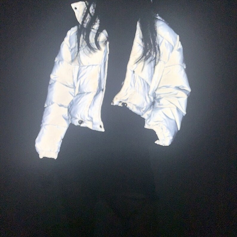 Reflective Puffer Jacket women/'s festival clothing rave top women/'s top Festival top